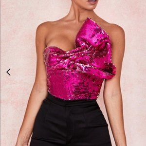 House of CB Pink Sequin Bodysuit